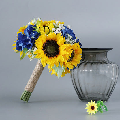 Bulk 8" Artificial Sunflower Bridal Bouquet Vintage Rustic Wedding Bouquet Wholesale