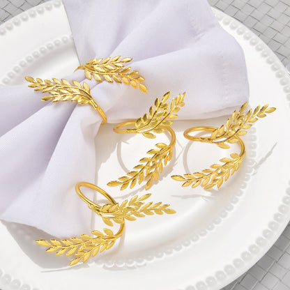 Bulk Set of 20 Gold Metal Leaf Napkin Rings Elegant Napkin Holders for Wedding Dining Table Parties  and Everyday Wholesale
