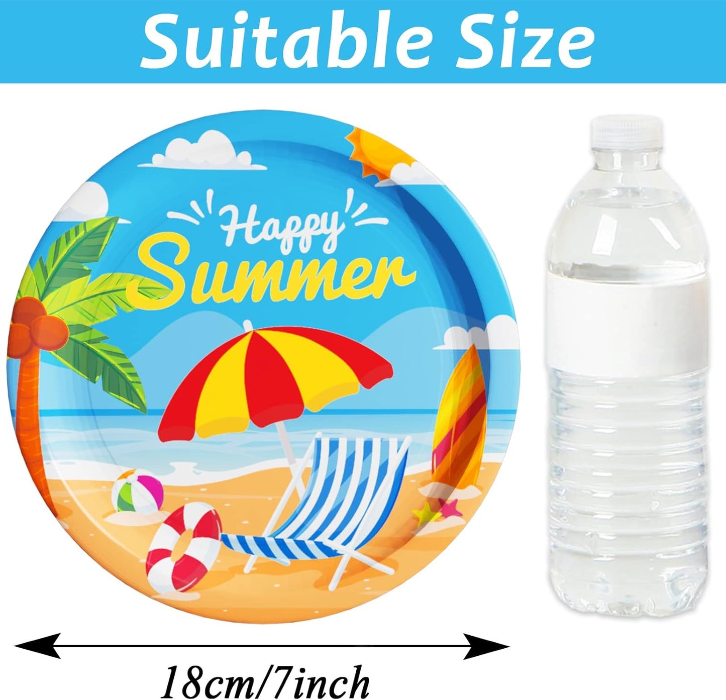 Bulk Summer Beach Theme Disposable Paper Plates Birthday Party Dessert Plates Baby Shower Tableware and Decorations Wholesale