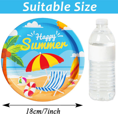 Bulk Summer Beach Theme Disposable Paper Plates Birthday Party Dessert Plates Baby Shower Tableware and Decorations Wholesale