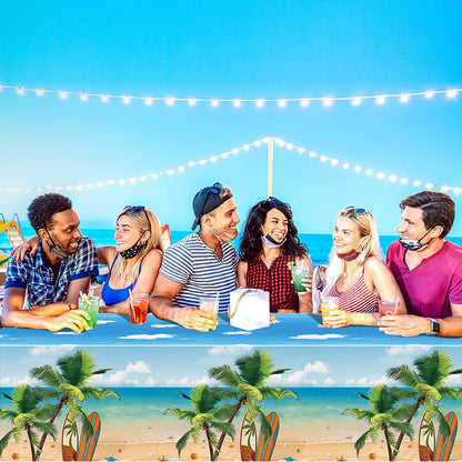 Bulk 2 Pcs Summer Beach Plastic Tablecloths Aloha Luau Hawaiian Flamingo Surfboard Design 54 x 108 Inch for Pool Beach Party Decorations Wholesale