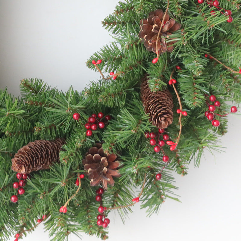 Christmas Pine Cone Berry Wreath 24 Inch Artificial Holiday Decoration
