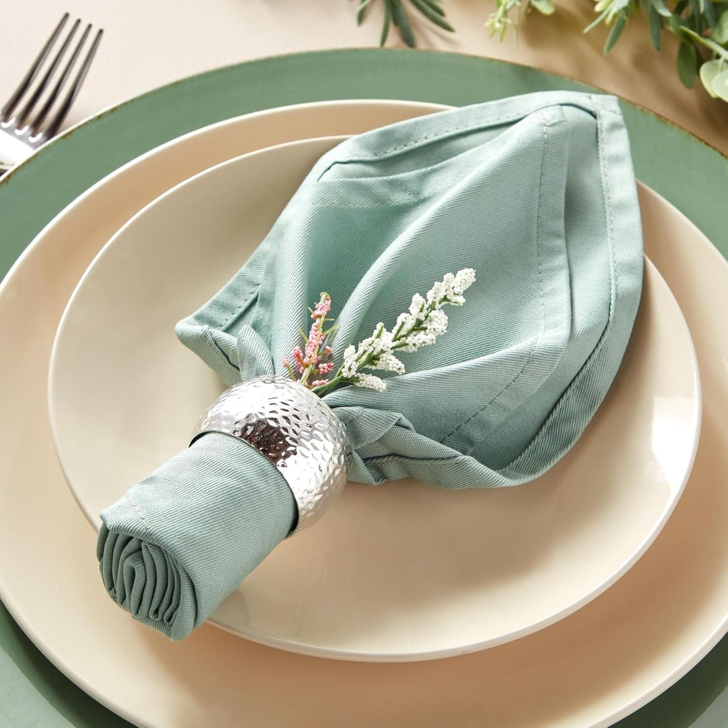 Bulk 12 Pcs Silver Napkin Rings Napkin Holders for Weddings Party Decorations and Table Settings Wholesale