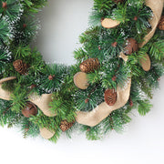 Christmas Burlap Bell Wreath 24 Inch Decorative Holiday Door Hanging