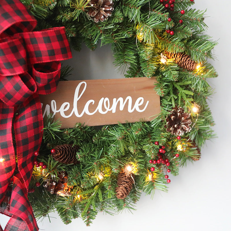 Christmas Wreath 24 Inch Red Berry Foam Bow with PE Leaves Artificial Holiday Decor
