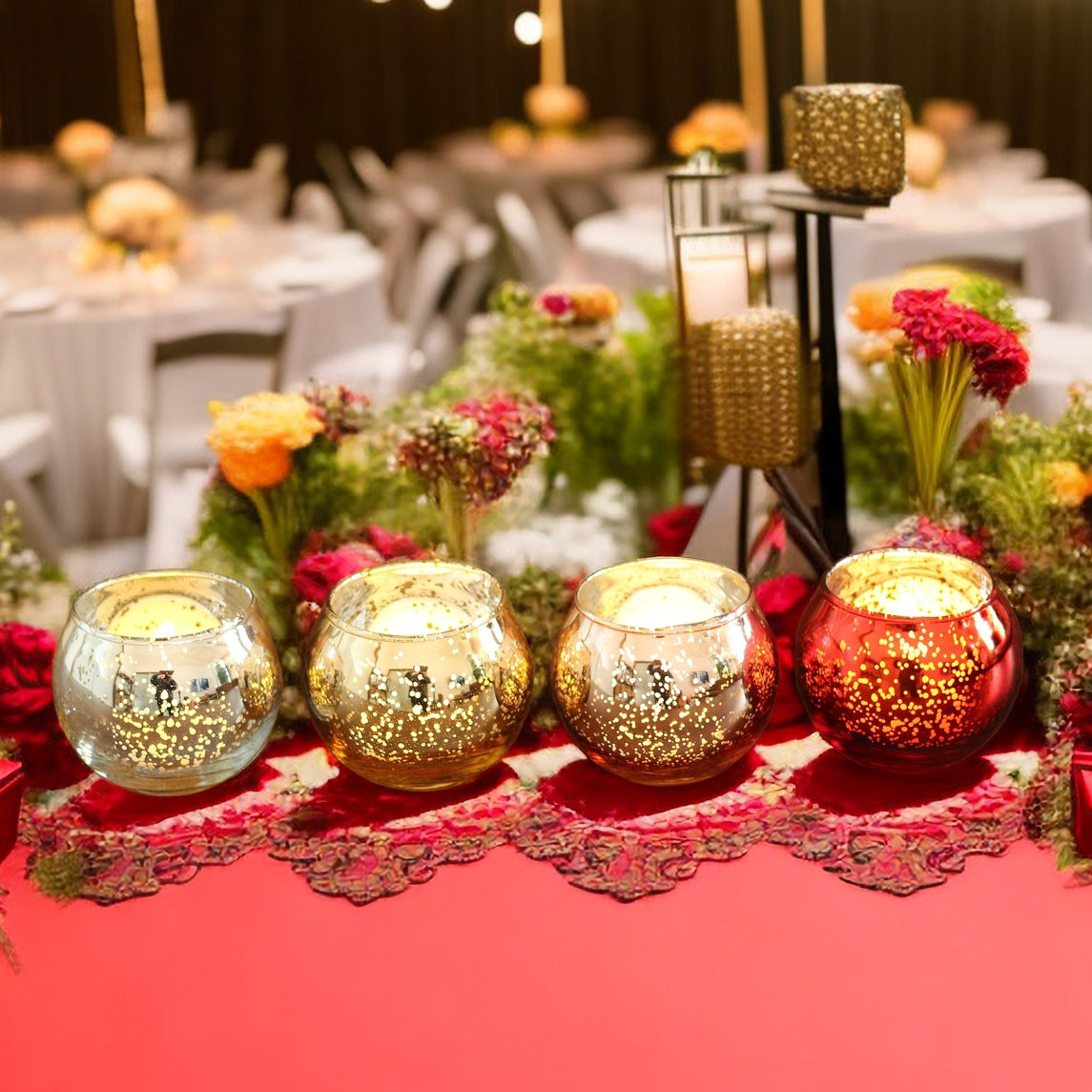 Bulk 12 PCS Electroplated Glass Ball Tealight Candle Holders For Wedding Bridal Shower and Party Table Centerpieces Home Decor Wholesale