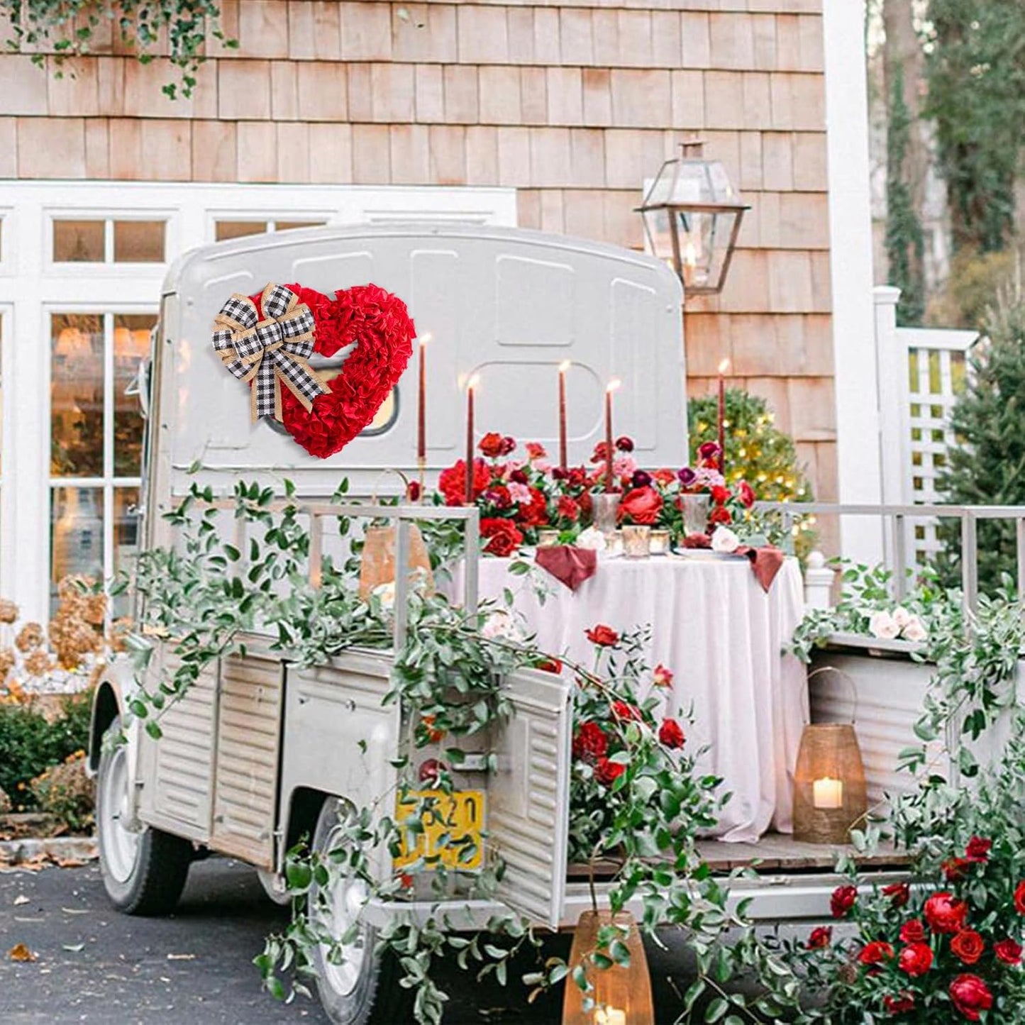 Bulk 15" Heart Shaped Valentine’s Day Wreath for Home Front Door Outdoor Decor Wholesale