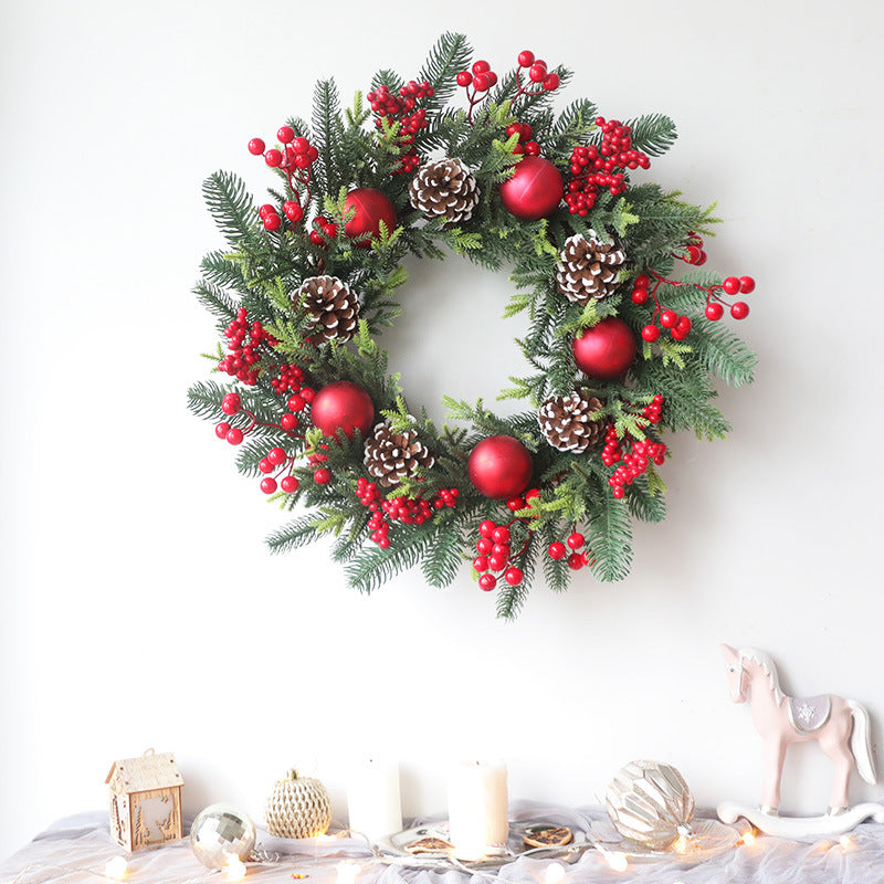 Artificial Foam Pine Cone Wreath 20 Inch Red Christmas Decor