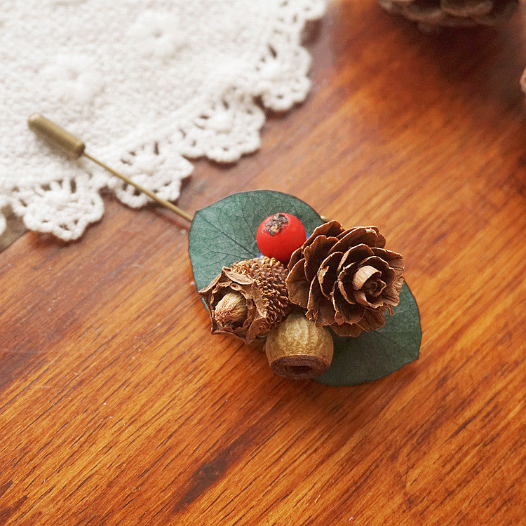 Christmas Pine Cone Brooch Pin Holiday Accessory Gift
