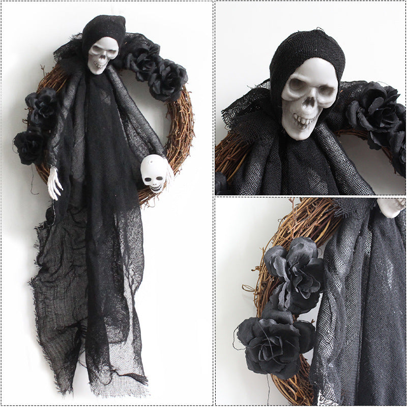 15 Inch Black Gauze Halloween Wreaths Bulk Quantity Artificial Party Decor
