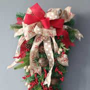 Christmas Red Fruit Teardrop Wreath 24 Inch and 35 Inch Artificial Front Door Decor