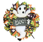 Artificial Halloween Ghost Doll Wreath 12 Inch Black Decorative Halloween Decor