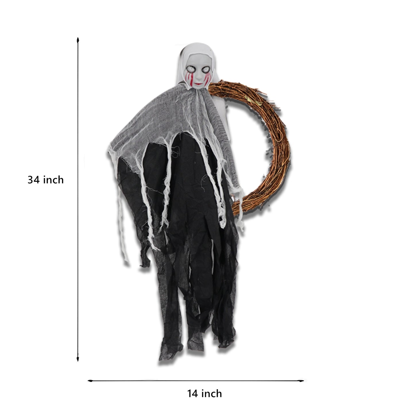 Halloween Skull Ghost Wreath 14 Inch Artificial Halloween Decoration