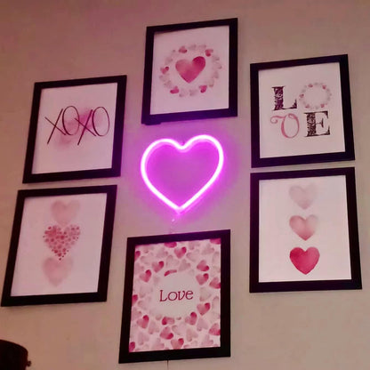 Bulk Pink Heart Neon Sign LED Light Battery Operated or USB Powered Table & Wall Decor for Valentine's Day Mother's Day Birthday Party Wholesale