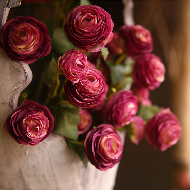 16 Inch Artificial Silk Ranunculus Stem Spray Branches Bulk Quantity