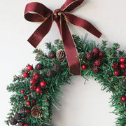 Christmas Red Berry Wreath 12 Inch Rattan Circle Foam Artificial Holiday Decor