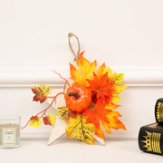 Mini Artificial Pumpkin Maple Leaf Pentagram Wreath, Fall Thanksgiving Decor, Bulk Wholesale