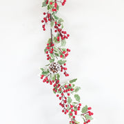 Artificial Christmas Red Fruit Rattan Garland 71 Inch Length