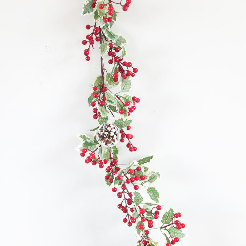 Artificial Christmas Red Fruit Rattan Garland 71 Inch Length