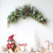 Artificial Christmas Pine Cone Horns Vine Wreath 28 Inch Holiday Decor