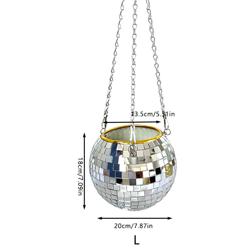 Bulk Disco Ball Planter 6 inch Silver Mirror Planter Disco Style Hanging Flower Pot for Home Decor Wholesale