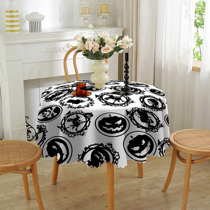 Bulk Halloween Tablecloth Festive Round Table Cover with Spider Web Pumpkin and Witch Print Easy Care and Party Protection Wholesale