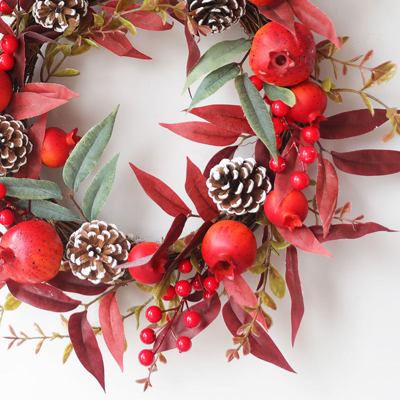 Pomegranate Artificial Wreath 14 Inch Autumn Winter Thanksgiving Decor Bulk Quantity