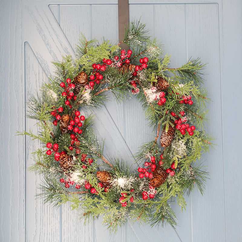 Artificial Christmas Pine Cone Wreath 20 Inch Red Cone Holiday Decor