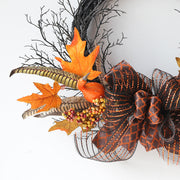 20 Inch Black Foam Pumpkin Berry Wreath Halloween Bulk Wholesale Artificial Decor