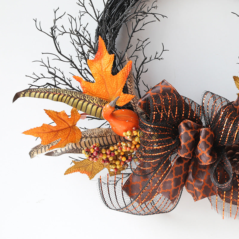 20 Inch Black Foam Pumpkin Berry Wreath Halloween Bulk Wholesale Artificial Decor