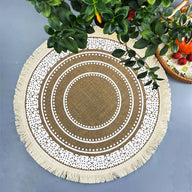Bulk 2pcs 15 Inch Boho Round Braided Placemats with Tassel Vintage Vase Mat for Home Party Birthday Wholesale