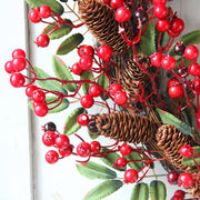 24 Inch Artificial Christmas Wreath with Red Berries and Pine Cones, Bulk Wholesale Quantity