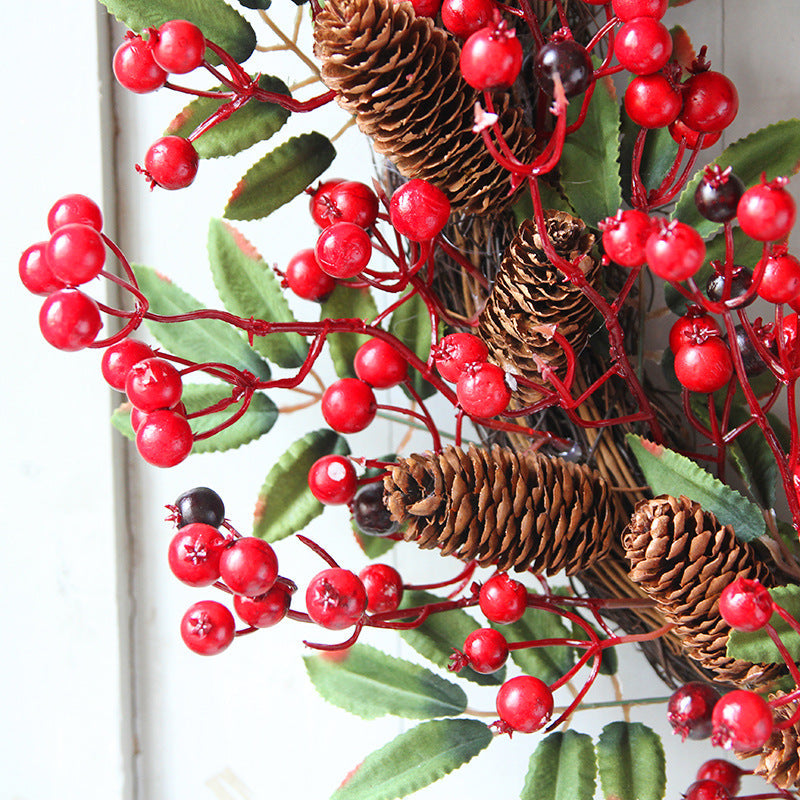 24 Inch Artificial Christmas Wreath with Red Berries and Pine Cones, Bulk Wholesale Quantity