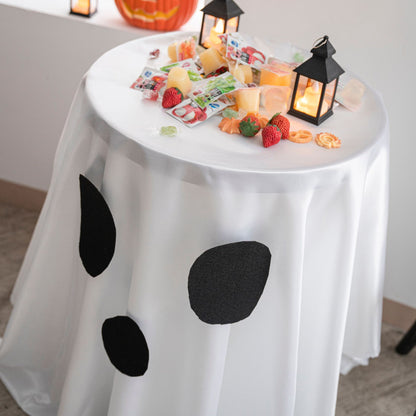Bulk Spooky Halloween Tablecloth White with Ghosts Pumpkins and Spider Web Prints for Festive Parties Dinners and Home Decor Wholesale