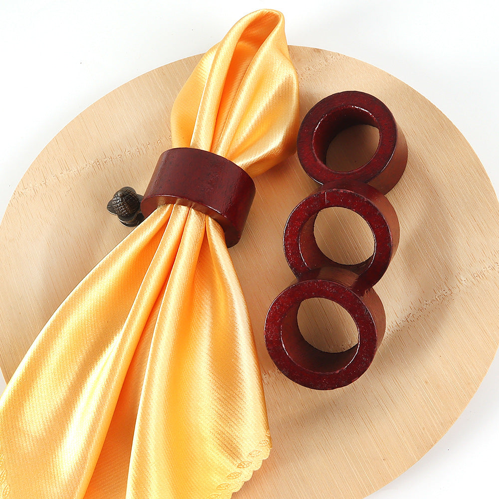 Bulk 12 Pcs Brown Wooden Napkin Rings for Farmhouse Wedding Birthday Restaurant Hotel Valentine's Day Banquet Buffet Table Decor Wholesale