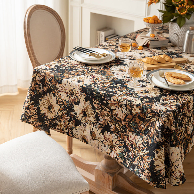 Bulk Bohemian Oil Painting Style Thick Tablecloth Decorative and Durable Table Cover Wholesale
