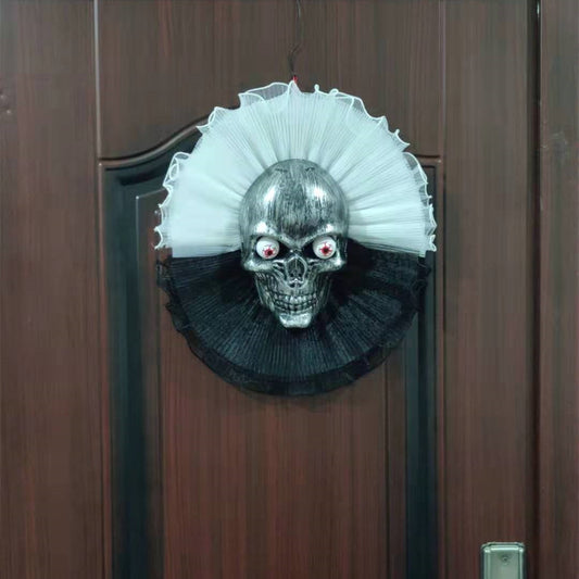 Halloween Skull Wreath 16 Inch Artificial Decorative Door Hanging