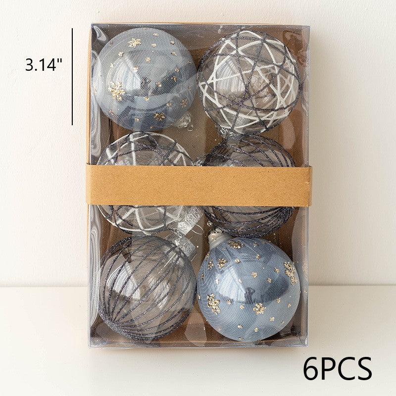 Blue Glitter Christmas Ball Ornaments Set, 12 Pcs Hanging Decorations for Tree, Holiday Home Decor