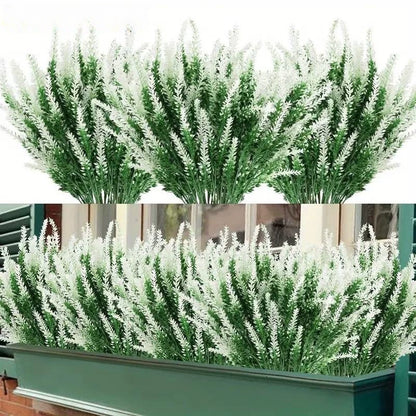 Premium Artificial Lavender Plants 12 Pack UV Resistant Faux Greenery with Rustproof Stems for Indoor Wedding & Outdoor Home Decor