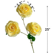 25 Inch Artificial Silk Peony Spray Stems, 3 Heads, 6 Pcs Bulk Pack