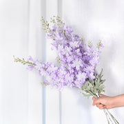 3 Pcs 33 Inch Artificial Silk Delphinium Larkspur Flower Stems