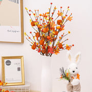 3 Pcs 19 Inch Artificial Fall Leaf and Pumpkin Spray Branches for Thanksgiving Decor
