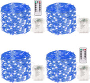 4 Packs 33FT 100 LED Battery Operated Waterproof Fairy String Lights with Remote Timer
