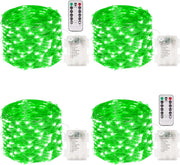 4 Packs 33FT 100 LED Battery Operated Waterproof Fairy String Lights with Remote Timer