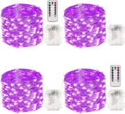 4 Packs 33FT 100 LED Battery Operated Waterproof Fairy String Lights with Remote Timer