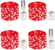 4 Packs 33FT 100 LED Battery Operated Waterproof Fairy String Lights with Remote Timer