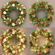 Christmas LED Pine Cone Wreath with Red Cones, 12/16/20 Inch, Artificial Decorative Holiday Lighted Wreath