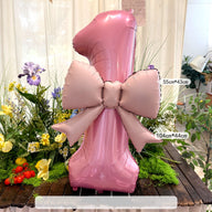 40-Inch Pink Number 1 Foil Balloon with Bow -  Party Decorations