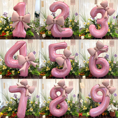 40-Inch Pink Number 1 Foil Balloon with Bow -  Party Decorations
