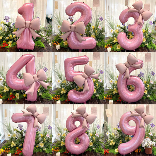 40-Inch Pink Number 1 Foil Balloon with Bow -  Party Decorations